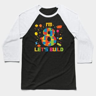 8th Birthday Building Block B-day Boy Gift For Boys Kids Baseball T-Shirt